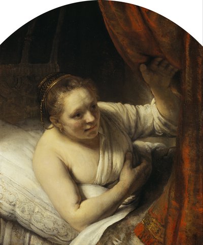 Een vrouw in bed door Rembrandt van Rijn